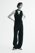 H&M Draped Top With Stand-up Collar