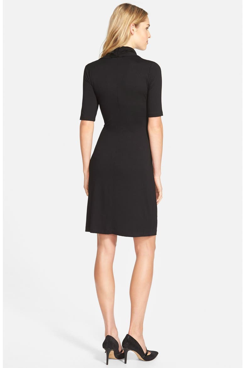 Pencil Sleeve Faux Wrap Dress, Alternate, color, BLACK