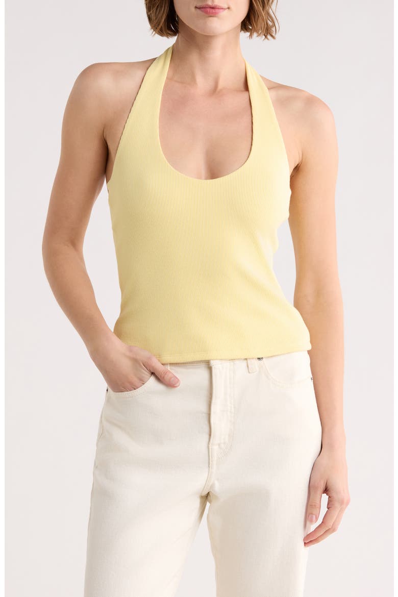 Rib Knit Halter Top, Main, color, YELLOW BEGONIA