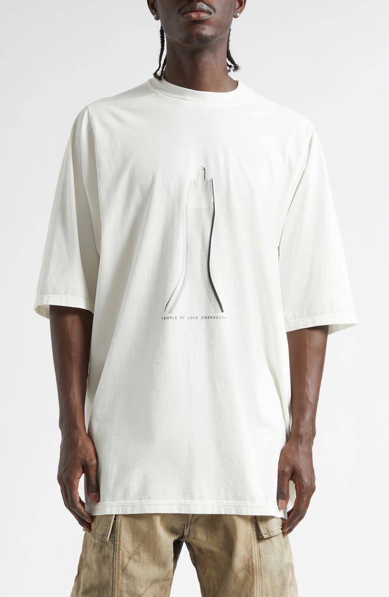 Rick Owens DRKSHDW Jumbo Temple Graphic T-Shirt, Main, color, Milk/ Black