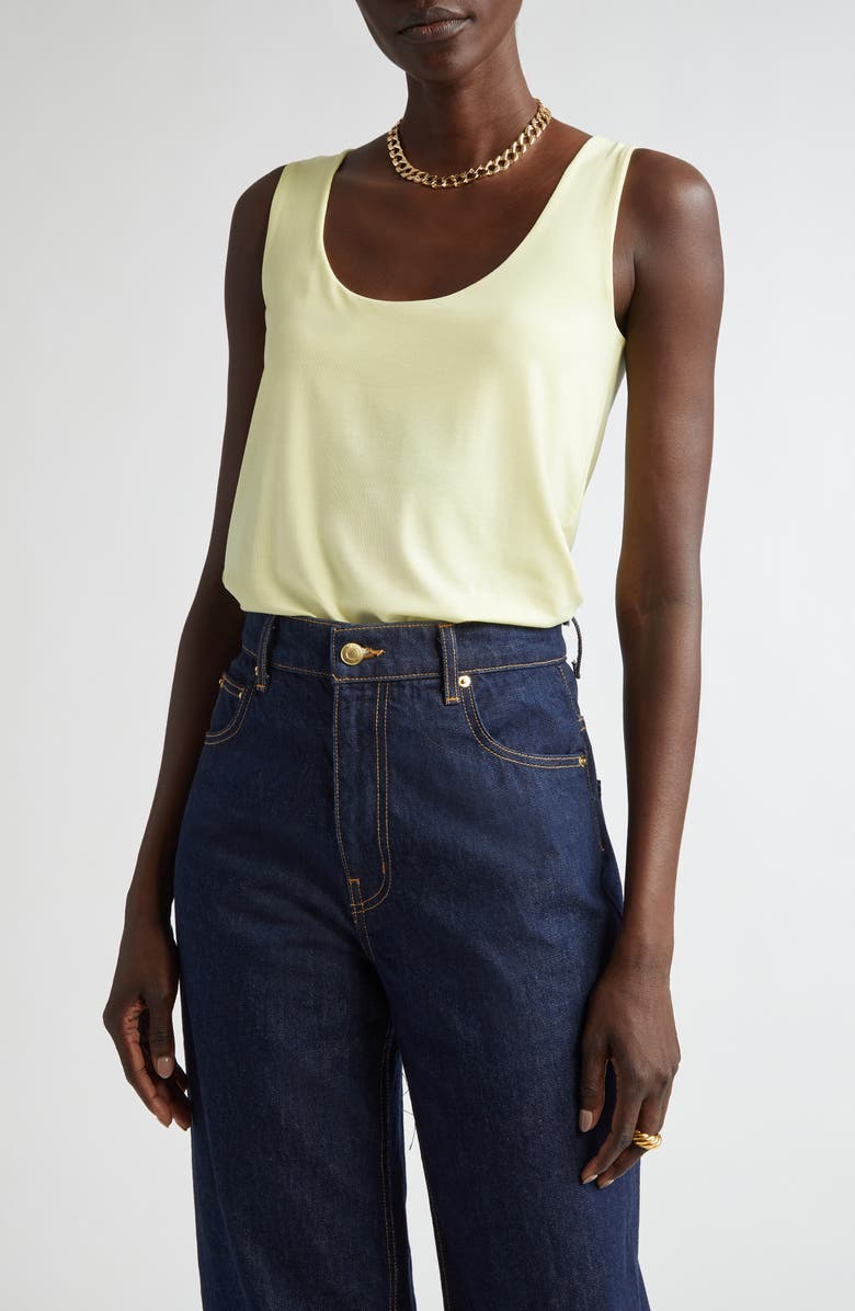 ST. JOHN Polished Stretch Jersey Tank, Main, color, Lemon Grass