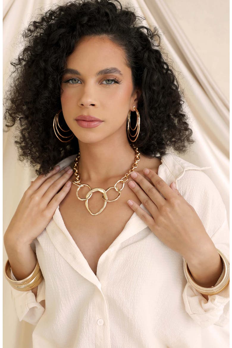 Interlocking Loop Necklace, Alternate, color, GOLD