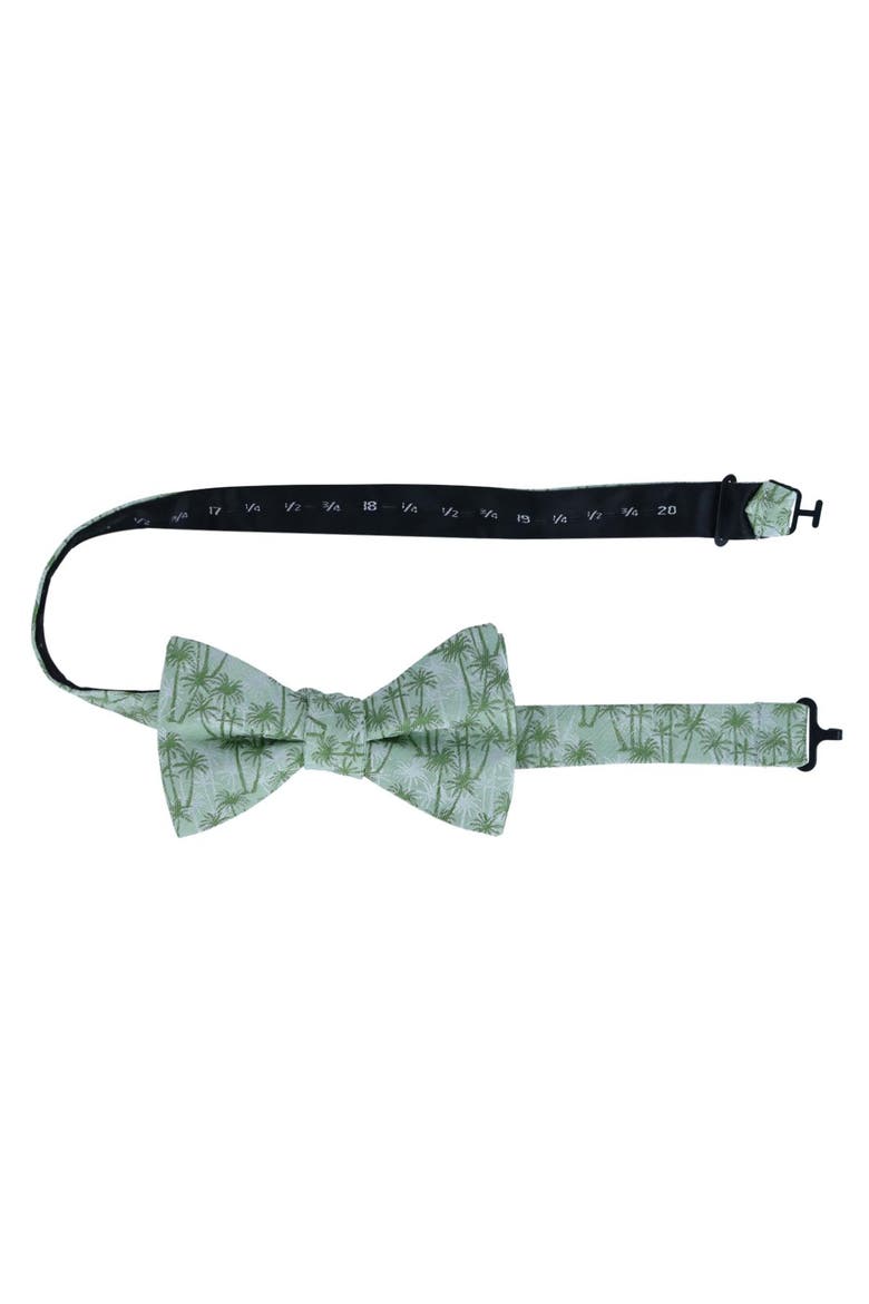 Nohea Palm Tree Linen Blend Novelty Bow Tie, Alternate, color, Green