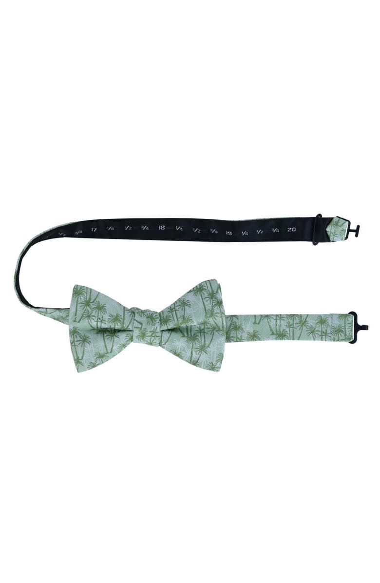 Trafalgar Nohea Palm Tree Linen Blend Novelty Bow Tie, Alternate, color, Green