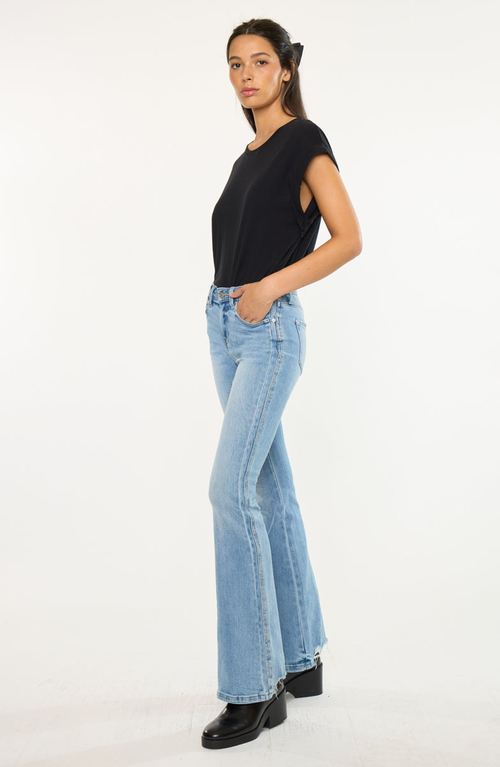 Kancan Azul Mid Rise Flare Jeans In Blue