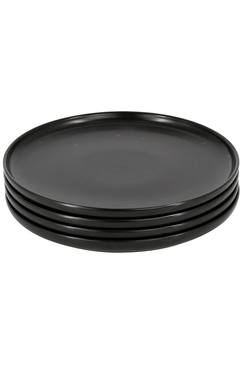 Landon 4 Piece 8.4in Round Stoneware Salad Plate Set, Alternate, color, Black