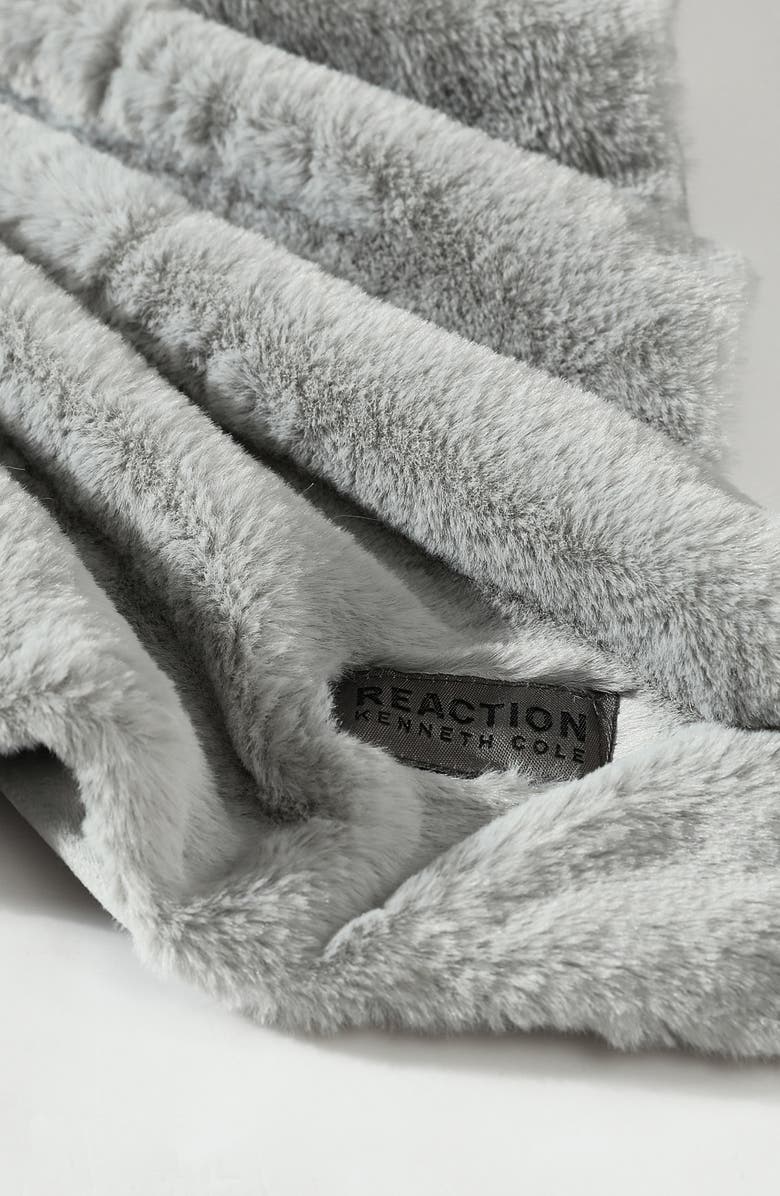 Kenneth Cole Faux Fur Reversible Throw, Alternate, color, Grey