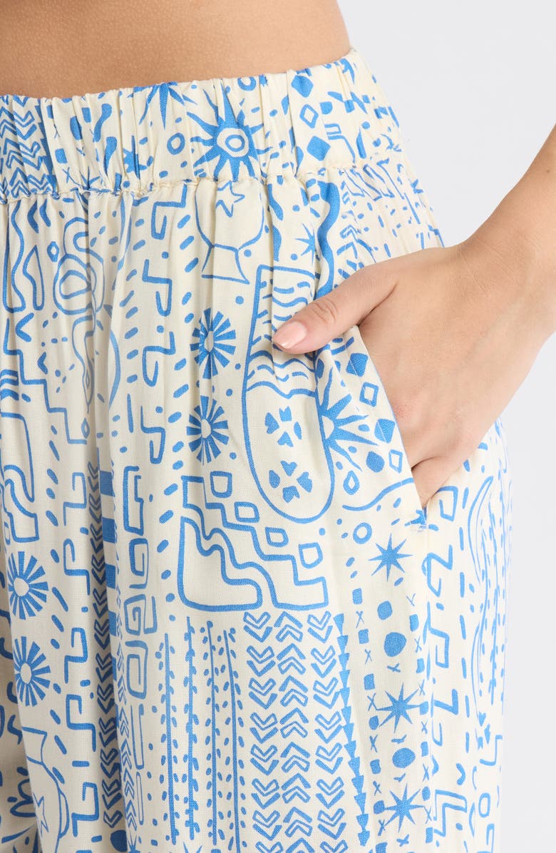 Billabong Follow Me Print Wide Leg Pants, Alternate, color, White Cap