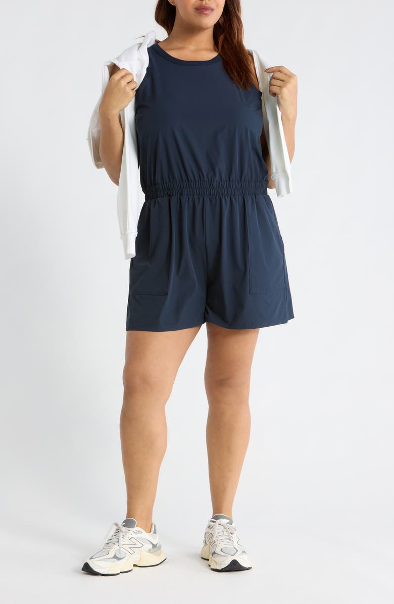 Zella Atlas Short Romper, Alternate, color, Navy Sapphire