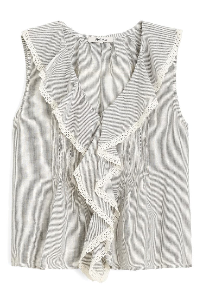 The Blaire Ruffle Sleeveless Top, Alternate, color, BLUE WHITE MICRO STRIPE