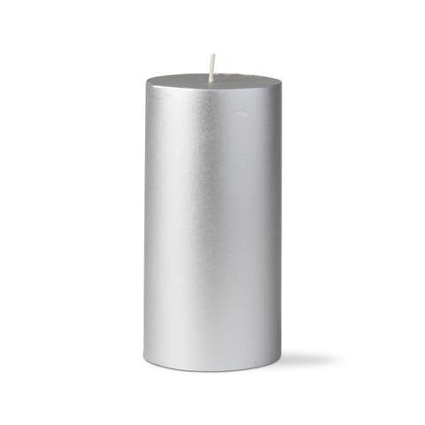 Silver Metallic Pillar Candle Unscented Long Burning 80 Hours