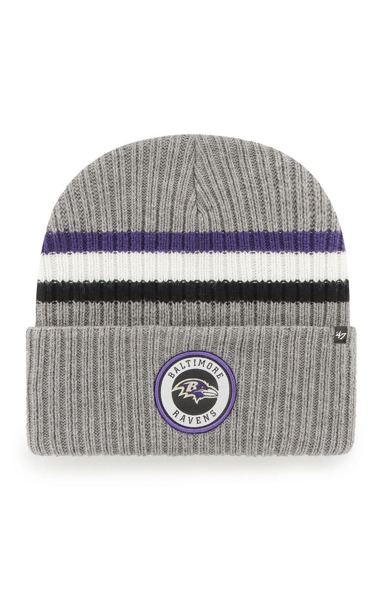 '47 Men's '47 Gray Baltimore Ravens Highline Cuffed Knit Hat, Main, color,