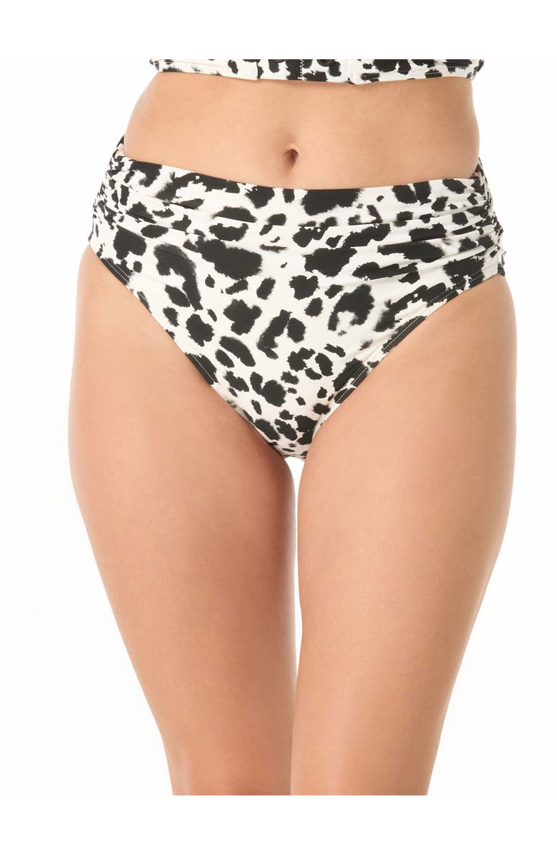 Carmen Marc Valvo Shirred Bikini Bottom, Main, color, Black/White