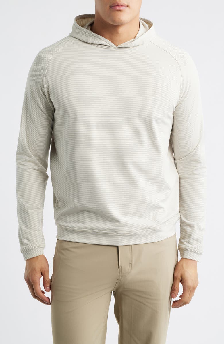 Peter Millar Pine Sugar Stripe Performance Hoodie, Main, color, Biscuit