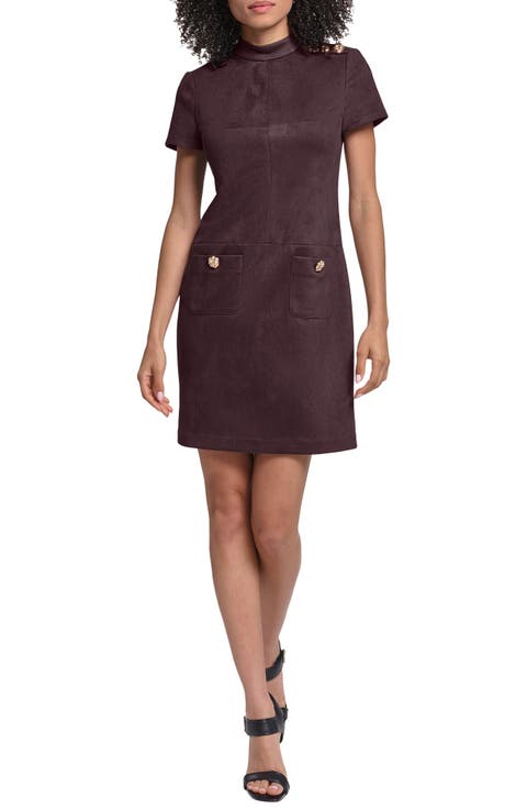 Faux Suede Scuba Sheath Minidress