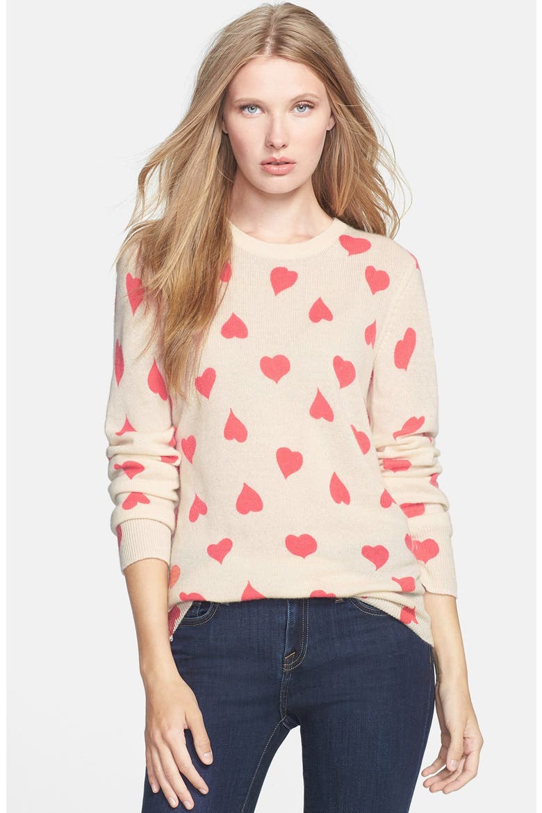 'Shane' Cashmere Sweater, Main, color, CORAL/ IVORY