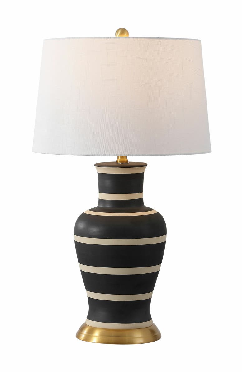JONATHAN Y Julian Traditional Classic Ceramic Urn LED Table Lamp, Main, color, Black/Beige