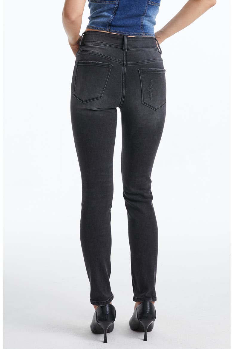 Button Fly High Waist Skinny Jeans, Alternate, color, BLACK MELODY