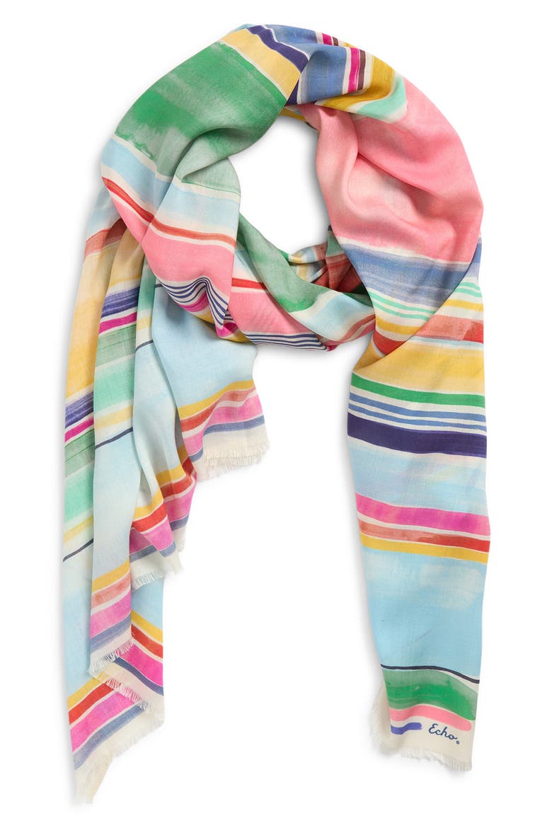 Painted Stripe Scarf, Main, color, BLUE MULTI