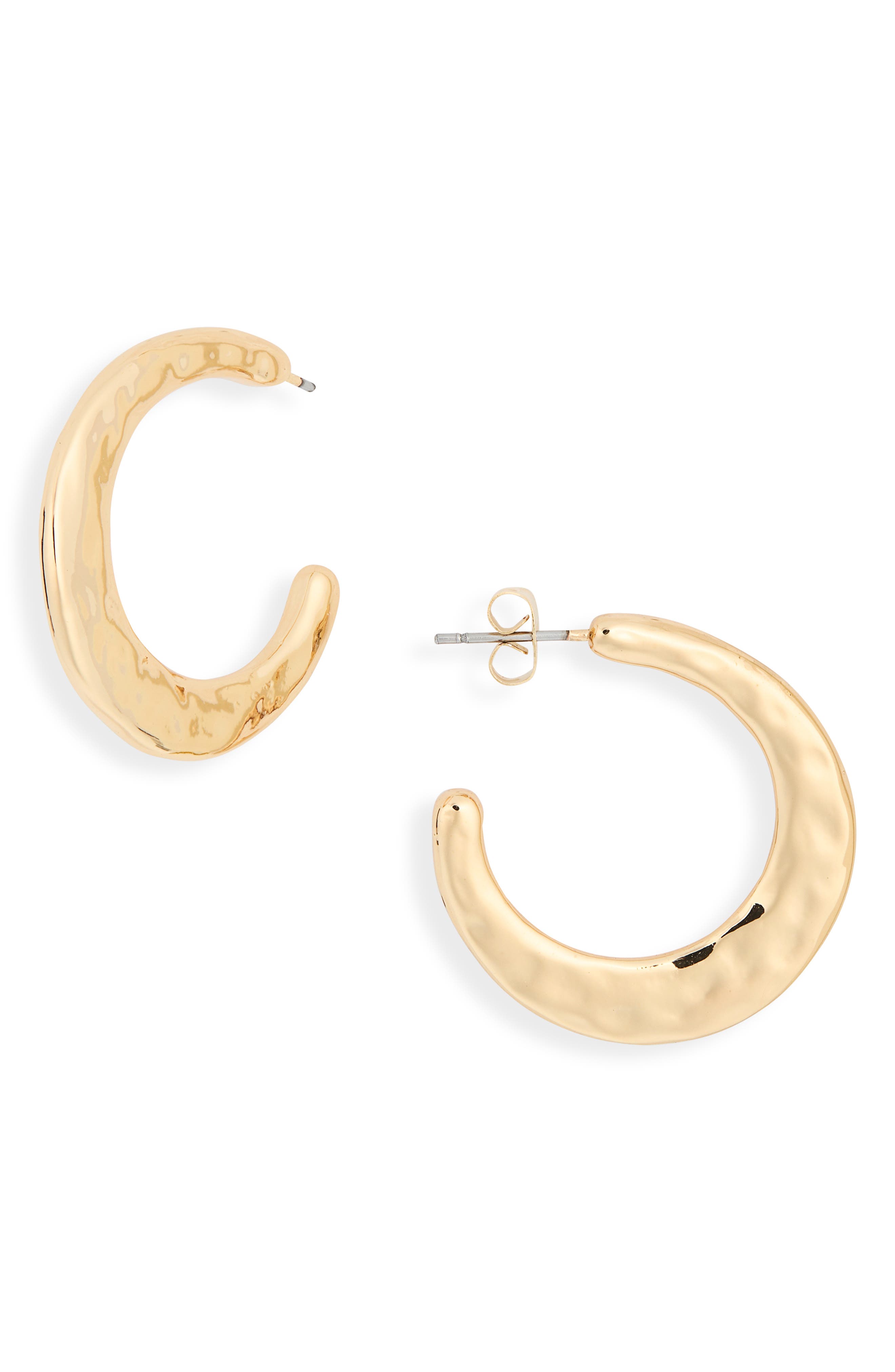 Hammered Half Hoop Earrings