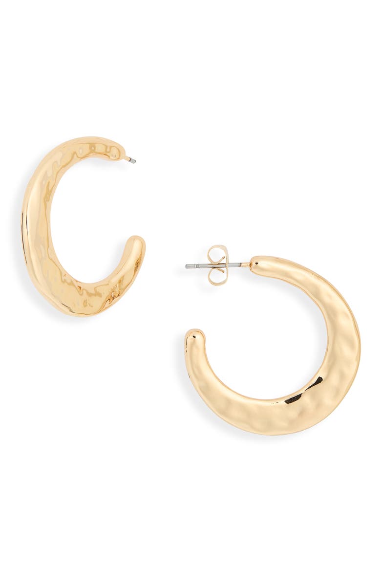 Hammered Half Hoop Earrings, Main, color, GOLD