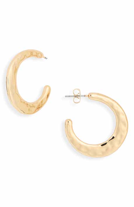 Hammered Half Hoop Earrings