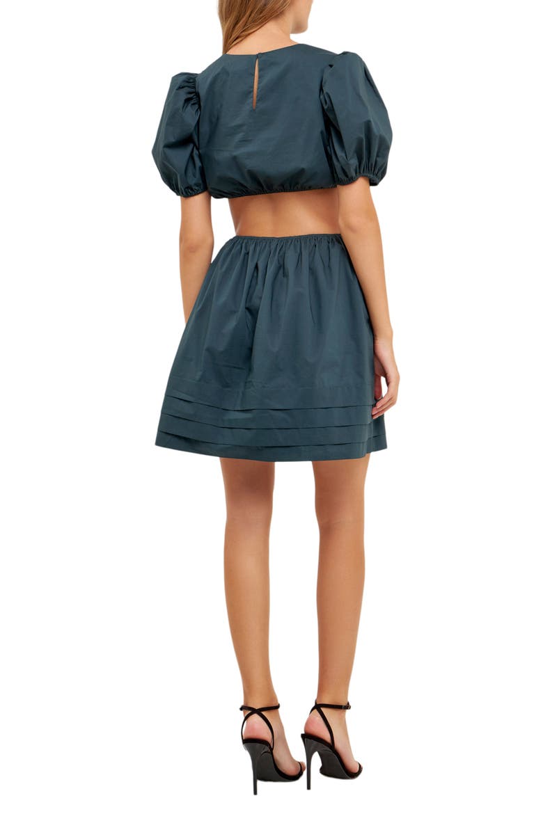 Cutout Puff Sleeve Cotton Minidress, Alternate, color, AMAZON