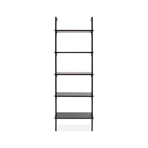 Happimess Madera Classic Industrial Shelf Wood Wall-mounted Open Ladder Bookcase With Metal Frame In Black/black