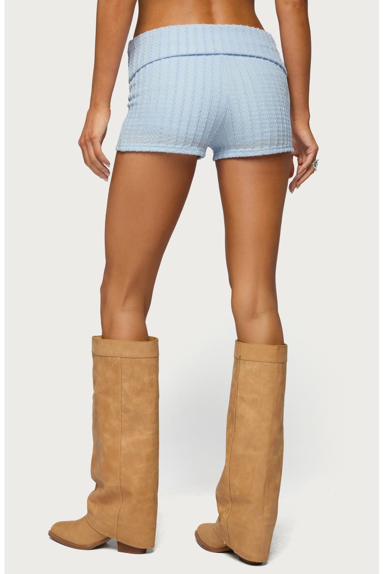 Iyara Textured Foldover Shorts, Alternate, color, LIGHT-BLUE