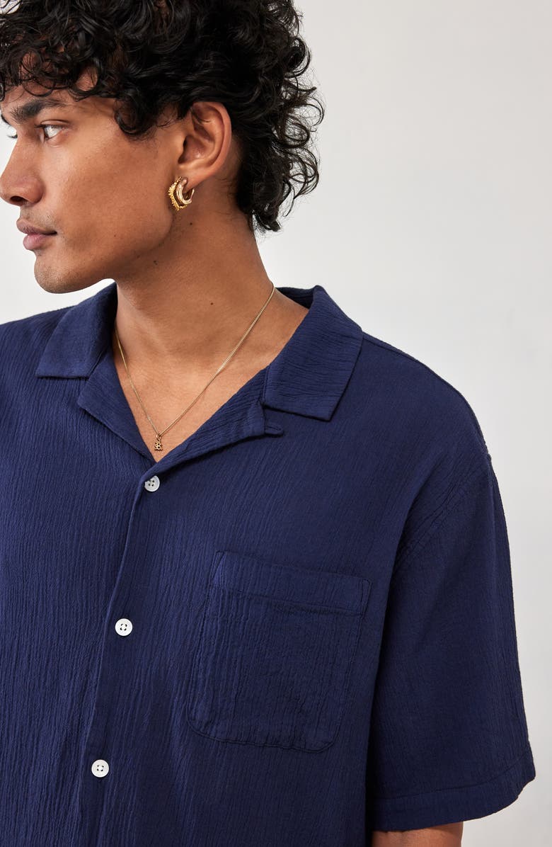 BDG Urban Outfitters Crinkle Shirt, Alternate, color, Navy