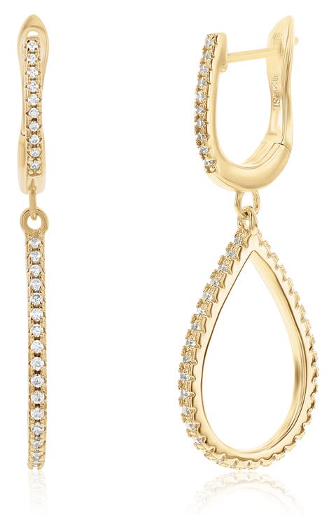 Cubic Zirconia Drop Huggie Hoop Earrings