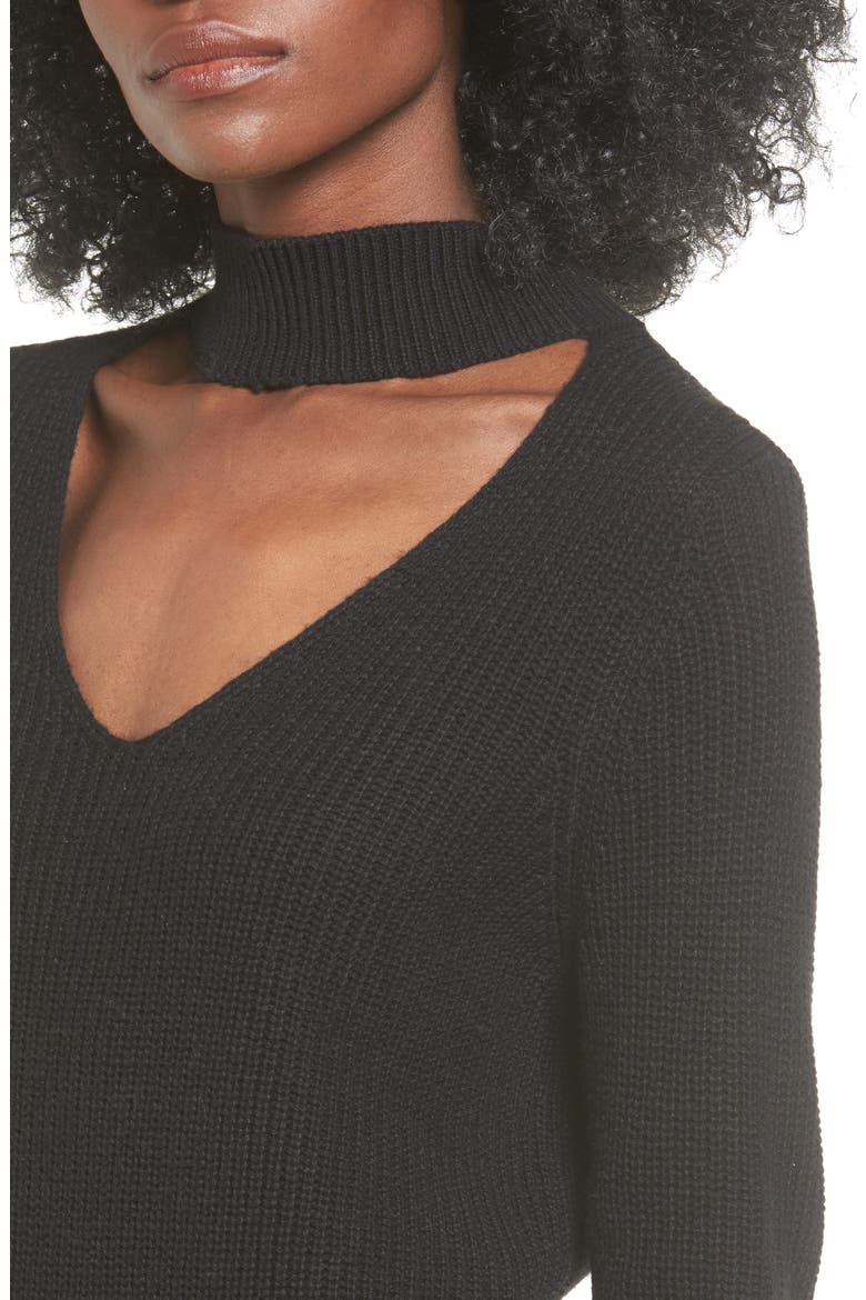 BP Cutout Choker Sweater Dress, Alternate, color, BLACK