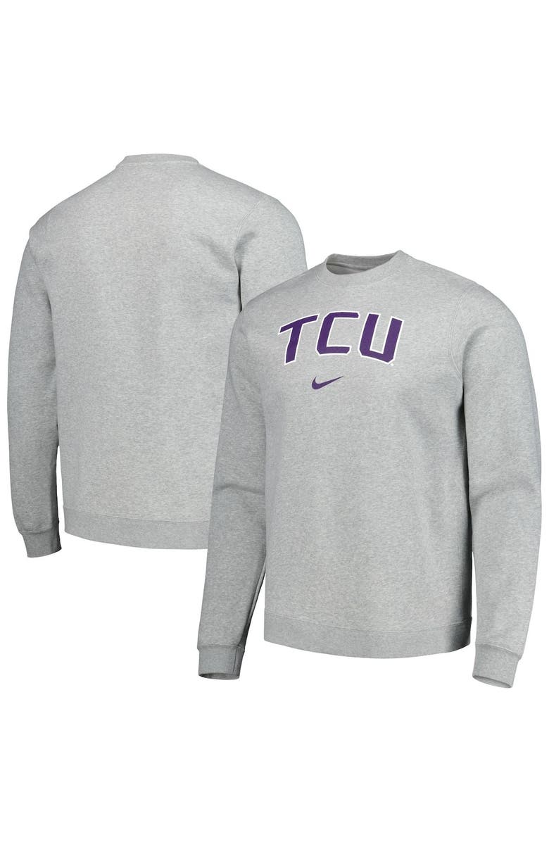 Nike Men's Nike Heather Gray TCU Horned Frogs Arch Club Fleece Pullover Sweatshirt, Main, color,