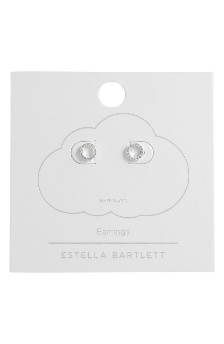 Estella Bartlett Cubic Zirconia Circle Stud Earrings, Main, color, Silver