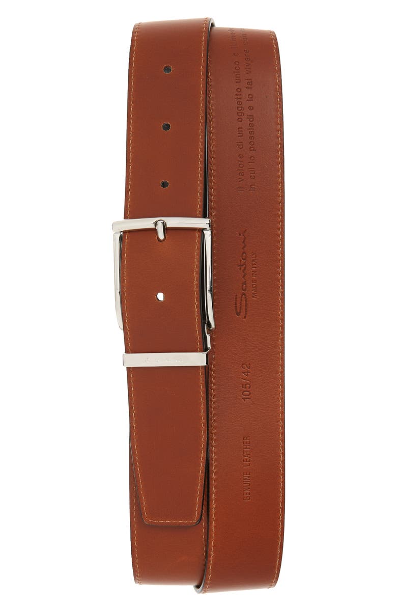 Santoni Old England 2 Leather Belt, Alternate, color,
