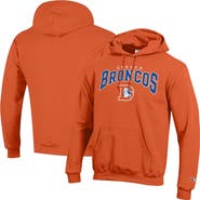 Champion Men's Champion Orange Denver Broncos Powerblend Arch over Logo Hoodie