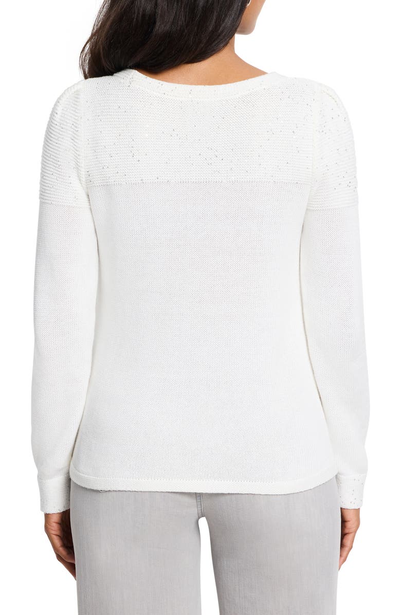 NIC+ZOE Sequin Yoke Sweater, Alternate, color, Classic Cream