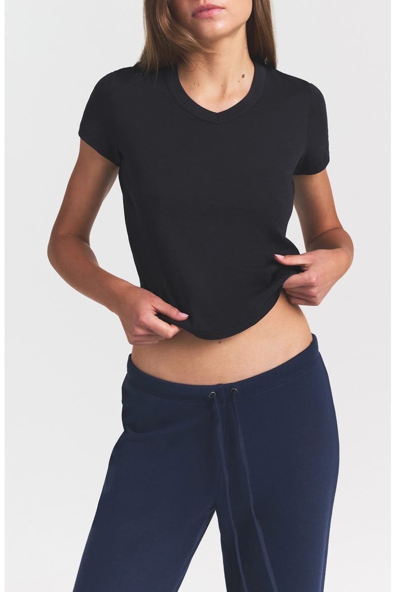 V-Neck Baby Tee, Main, color, WASHED ONYX