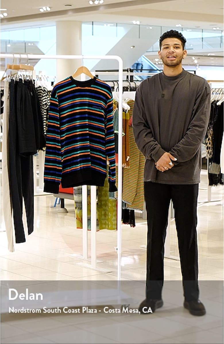 Men's Clanton Stripe Velvet Crewneck Sweatshirt, sales video thumbnail