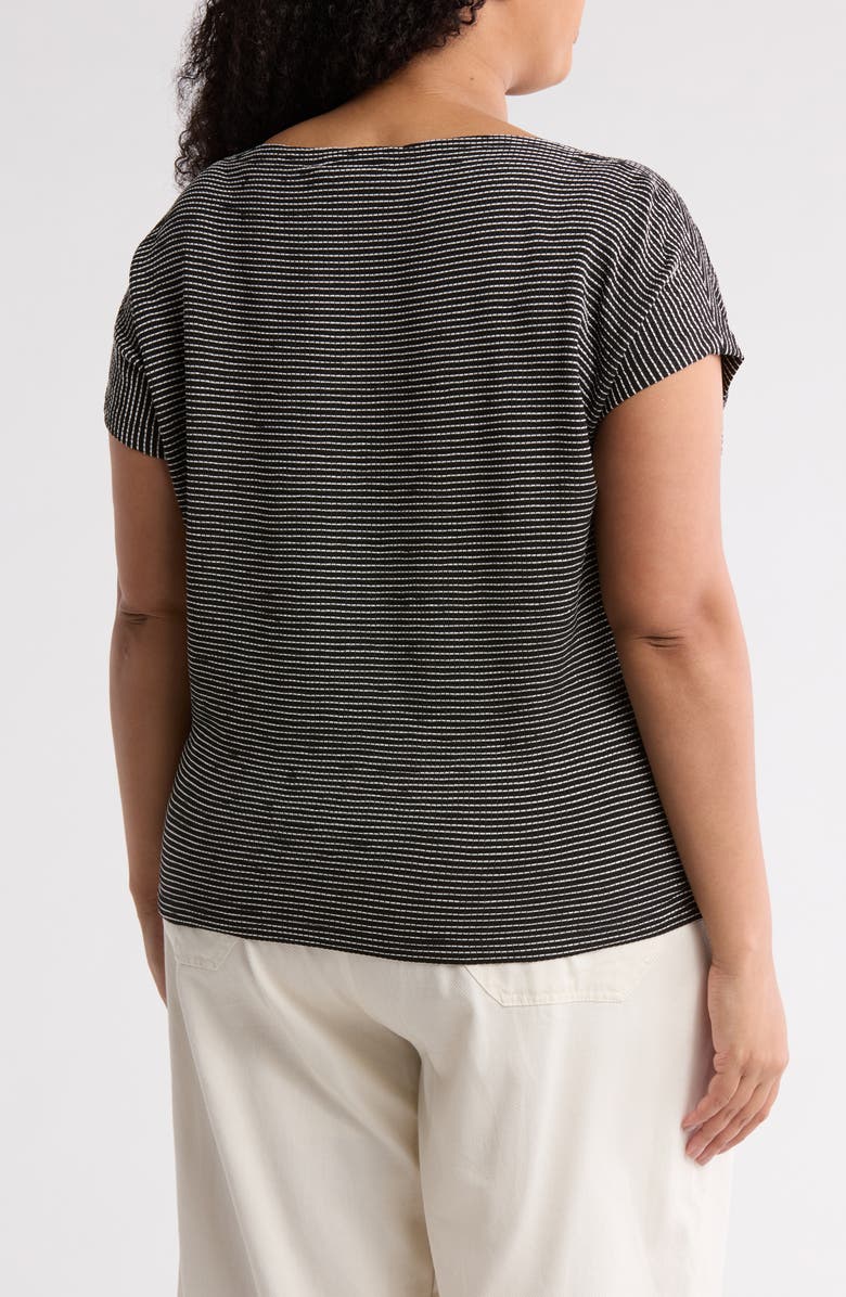 MAX STUDIO Boat Neck Cap Sleeve T-Shirt, Alternate, color, Black/ White Stripe