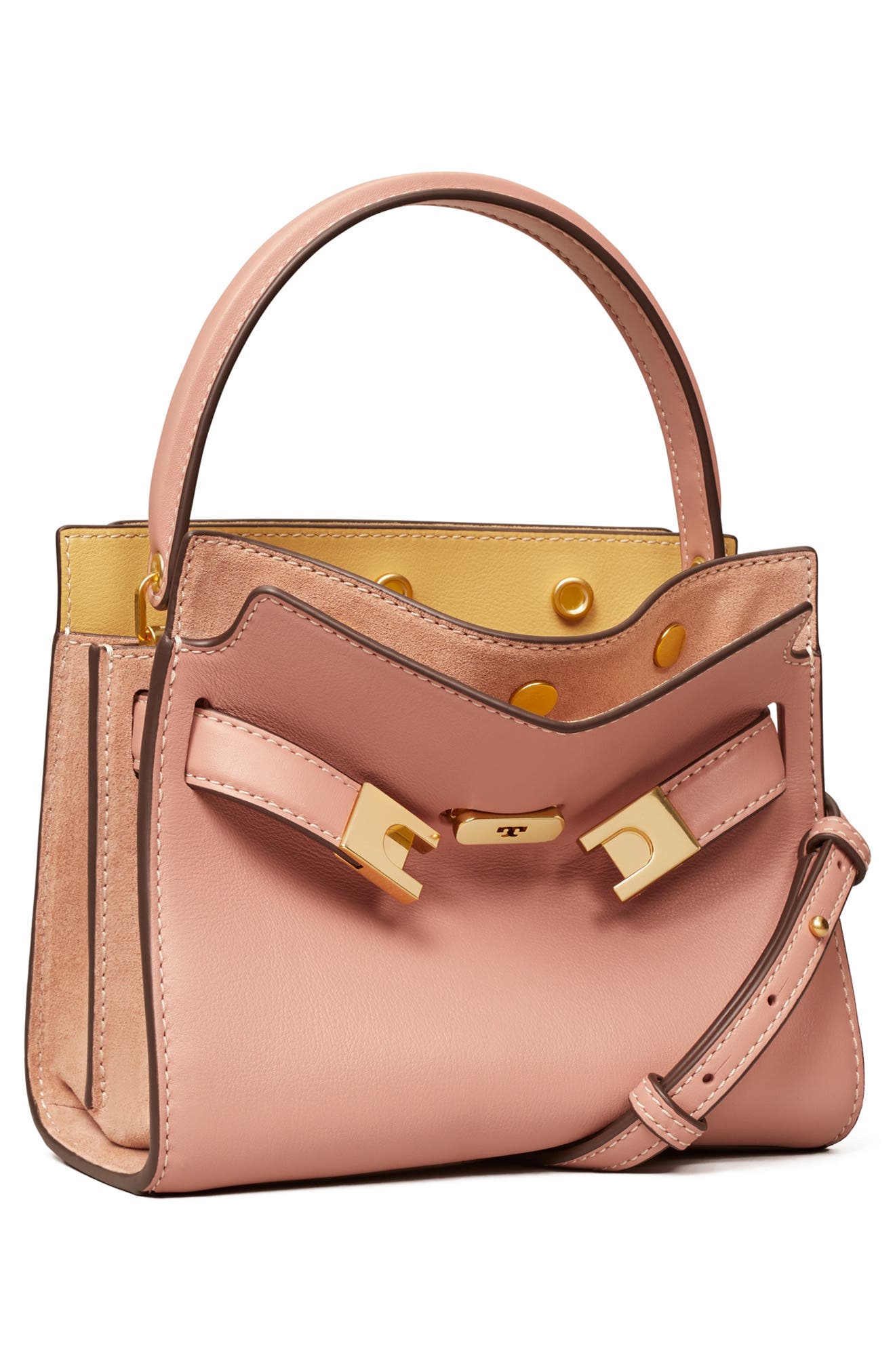 Tory Burch Petite Lee Radziwill Leather Double Bag, Alternate, color, 