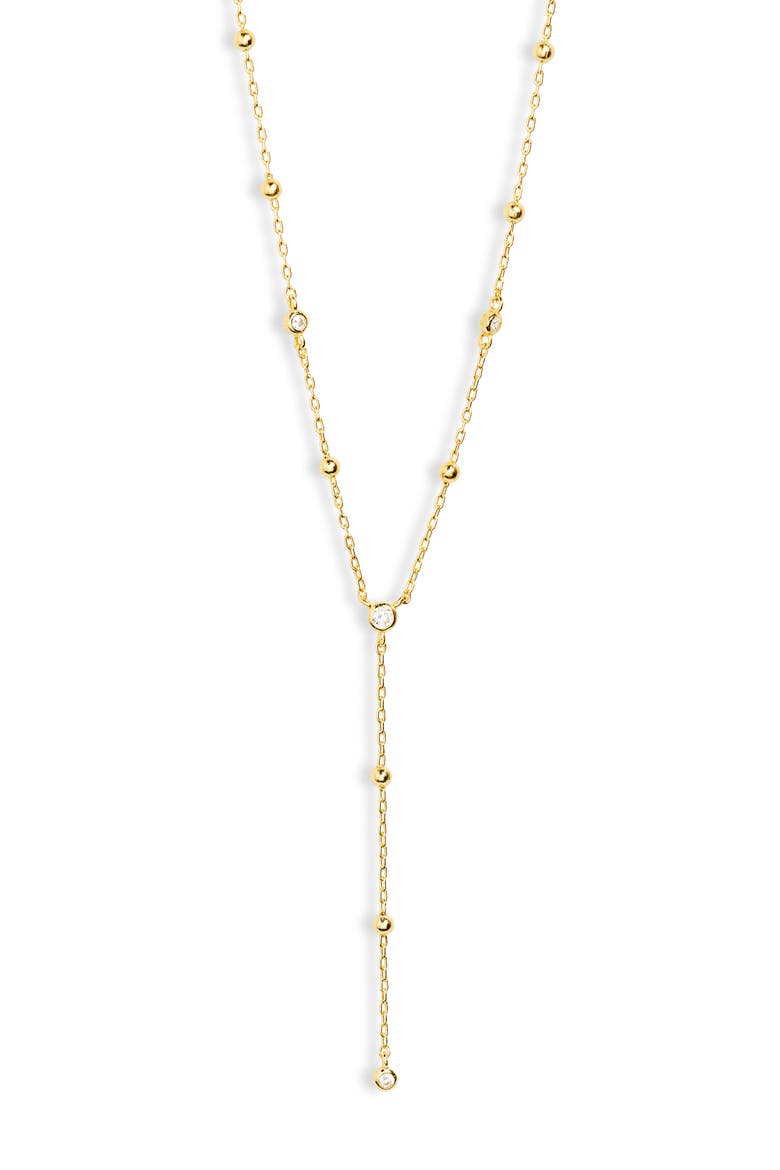 Cubic Zirconia Station Y-Necklace, Main, color, GOLD