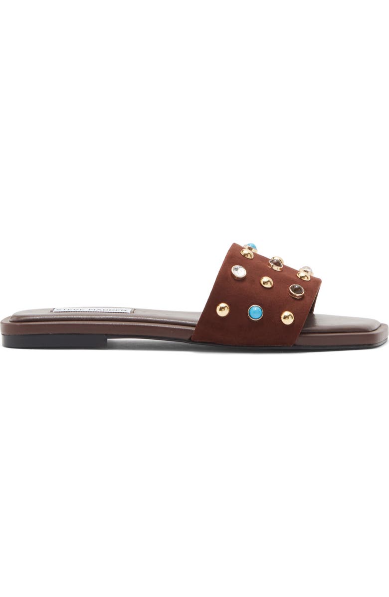 Steve Madden Lettie Studded Slide Sandal, Alternate, color, Brown Suede