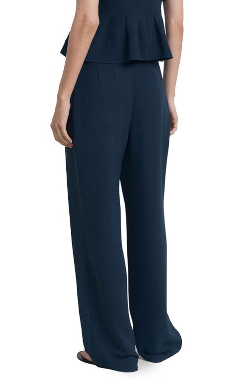 Mango Straight Fit Pleated Pants In Blue