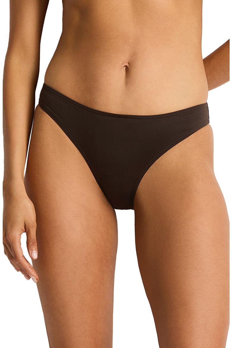 De Luxe Sporty Mid Rise Swim Briefs, Main, color, ESPRESSO