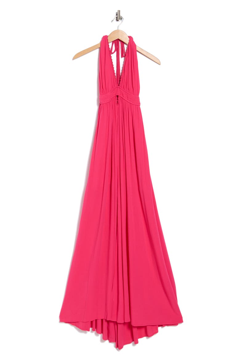 Halter Maxi Dress, Alternate, color, FUCHSIA