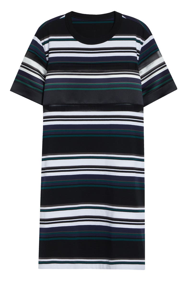 Stripe Cotton Jersey T-Shirt Dress, Alternate, color, BLACK