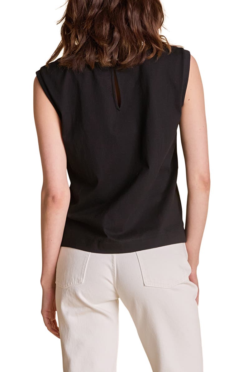 English Factory Rhinestone Bow Sleeveless Top, Alternate, color, Black