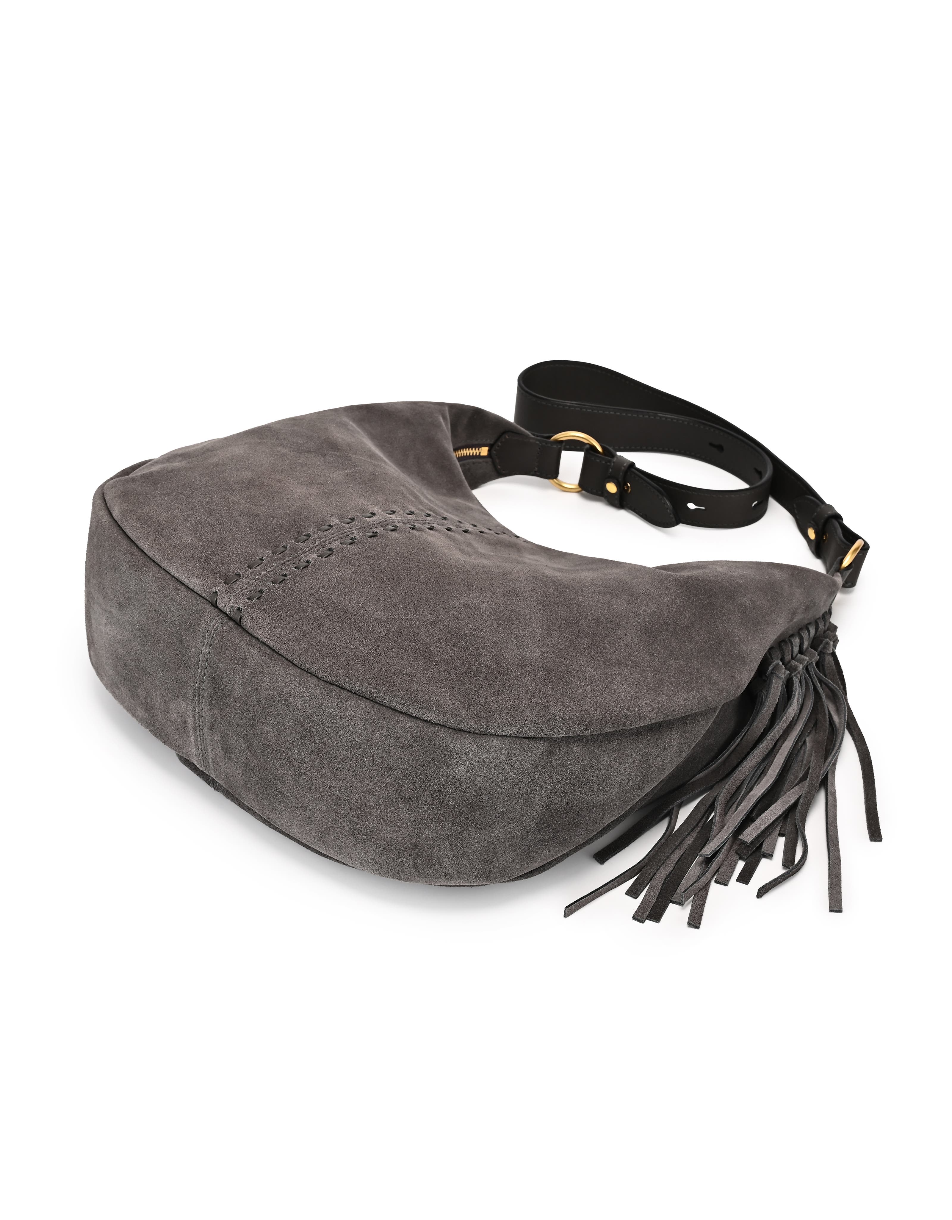 OLD TREND Hydrangea Genuine Leather Suede Heritage Shoulder Bag, Alternate, color, Slate