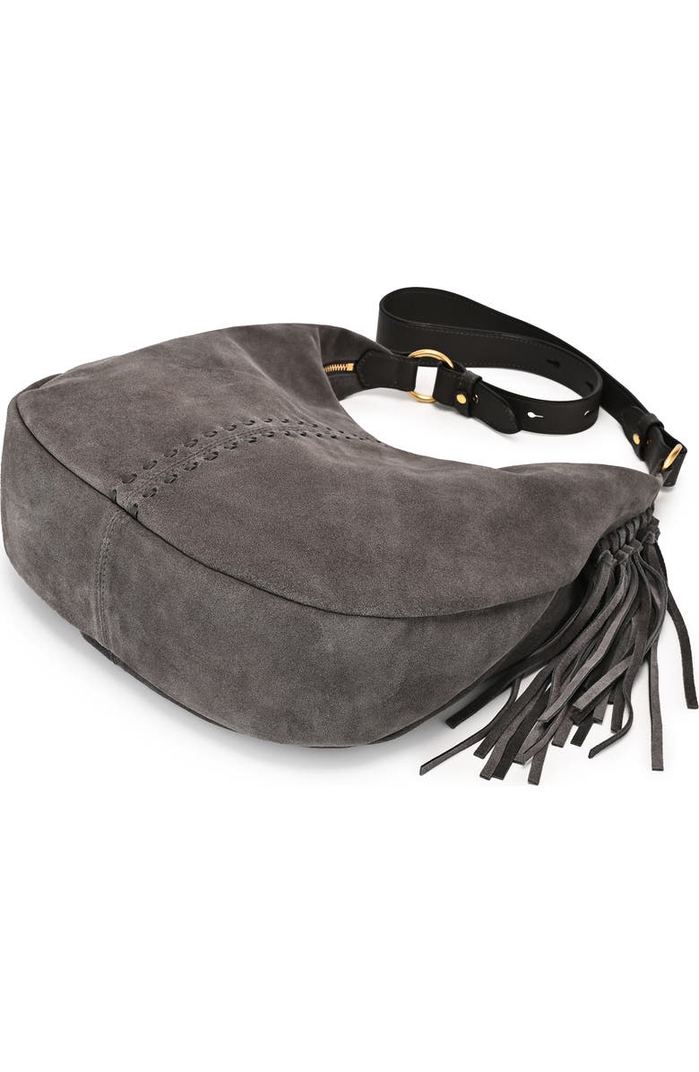 OLD TREND Hydrangea Genuine Leather Suede Heritage Shoulder Bag, Alternate, color, Slate